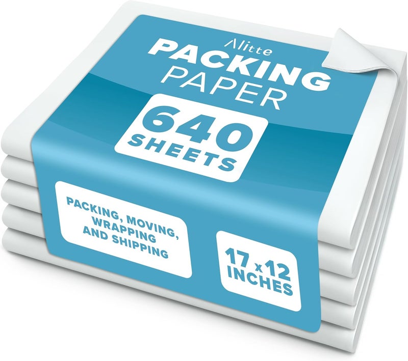 Alitte Packing Paper Sheets for Moving - 640 Sheets, Blank Newsprint Paper Sheets for Wrapping, Shipping, Arts & Crafts - Bulk Protective for Box Filler, Cushioning & Protecting Fragile Items - 12x17 - Image 1